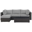 Modway Sojourn 5-Piece Aluminum and Rattan Patio Sectional Set in Canvas/Gray