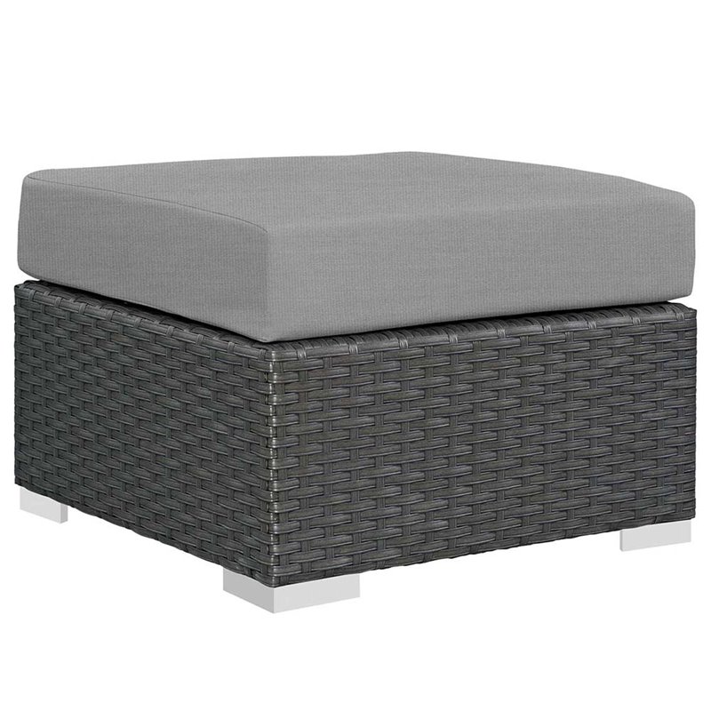 Modway Sojourn 5-Piece Aluminum and Rattan Patio Sectional Set in Canvas/Gray