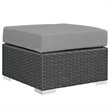 Modway Sojourn 5-Piece Aluminum and Rattan Patio Sectional Set in Canvas/Gray