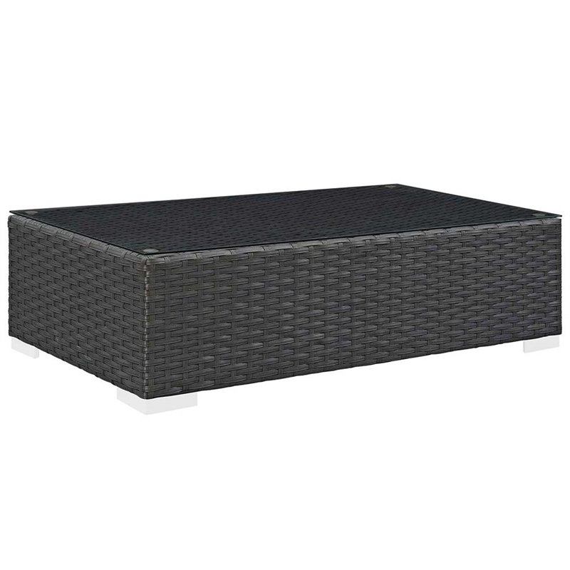 Modway Sojourn 5-Piece Aluminum and Rattan Patio Sectional Set in Canvas/Gray