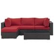 Modway Sojourn 5-Piece Aluminum and Rattan Patio Sectional Set in Canvas/Red