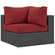 Modway Sojourn 5-Piece Aluminum and Rattan Patio Sectional Set in Canvas/Red