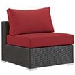 Modway Sojourn 5-Piece Aluminum and Rattan Patio Sectional Set in Canvas/Red