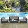 Modway Sojourn 5-Piece Aluminum and Rattan Patio Sectional Set - Canvas/Gray