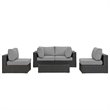 Modway Sojourn 5-Piece Aluminum and Rattan Patio Sectional Set - Canvas/Gray