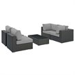Modway Sojourn 5-Piece Aluminum and Rattan Patio Sectional Set - Canvas/Gray
