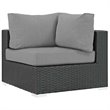 Modway Sojourn 5-Piece Aluminum and Rattan Patio Sectional Set - Canvas/Gray