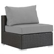Modway Sojourn 5-Piece Aluminum and Rattan Patio Sectional Set - Canvas/Gray
