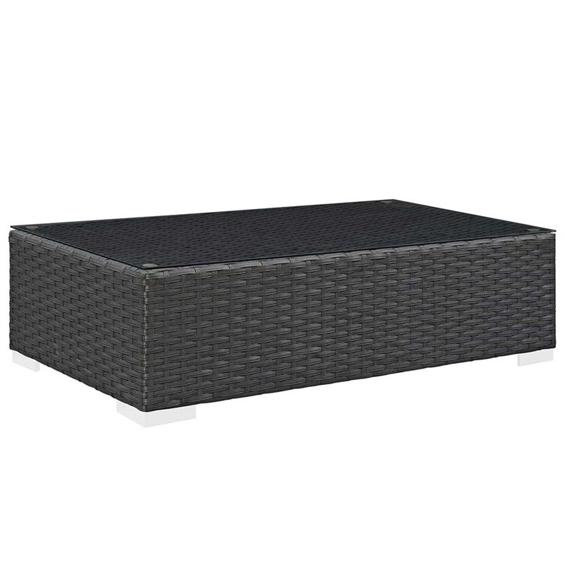 Modway Sojourn 5-Piece Aluminum and Rattan Patio Sectional Set - Canvas/Gray