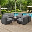 Modway Sojourn 7-Piece Aluminum and Rattan Patio Sectional Set in Canvas/Gray