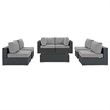 Modway Sojourn 7-Piece Aluminum and Rattan Patio Sectional Set in Canvas/Gray