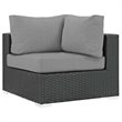 Modway Sojourn 7-Piece Aluminum and Rattan Patio Sectional Set in Canvas/Gray