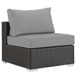 Modway Sojourn 7-Piece Aluminum and Rattan Patio Sectional Set in Canvas/Gray