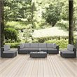 Modway Sojourn 7-Piece Aluminum and Rattan Patio Sectional Set in Canvas/Gray