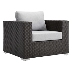 modway sojourn aluminum and rattan patio armchair in canvas/gray