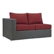 Modway Sojourn Aluminum and Rattan Patio Left Arm Loveseat in Canvas/Red