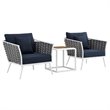 Modway Stance 3-Piece Aluminum & Fabric Patio Set in White and Navy