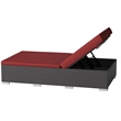 Modway Sojourn Aluminum Rattan Fabric Patio Double Chaise in Chocolate/Red