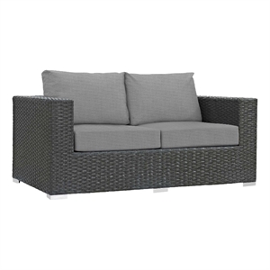 modway sojourn patio loveseat in chocolate