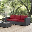 Modway Sojourn Aluminum and Rattan Patio Sofa in Canvas and Red