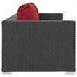 Modway Sojourn Aluminum and Rattan Patio Sofa in Canvas and Red