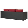 Modway Sojourn Aluminum and Rattan Patio Sofa in Canvas and Red