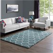 Modway Solvea 5' x 8' Moroccan Trellis Shag Area Rug in Blue and Ivory