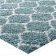 Modway Solvea 5' x 8' Moroccan Trellis Shag Area Rug in Blue and Ivory