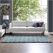 Modway Solvea 5' x 8' Moroccan Trellis Shag Area Rug in Blue and Ivory