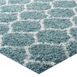 Modway Solvea 8' x 10' Moroccan Trellis Shag Area Rug in Aqua Blue