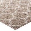 Modway Solvea 5' x 8' Moroccan Trellis Shag Area Rug in Beige