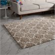 Modway Solvea 5' x 8' Moroccan Trellis Shag Area Rug in Beige