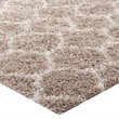 Modway Solvea 8' x 10' Moroccan Trellis Shag Area Rug in Beige