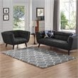 Modway Solvea 5' x 8' Moroccan Trellis Shag Area Rug in Gray and Ivory