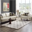 Modway Solvea 5' x 8' Moroccan Trellis Shag Area Rug in Ivory and Gray