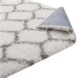 Modway Solvea 5' x 8' Moroccan Trellis Shag Area Rug in Ivory and Gray