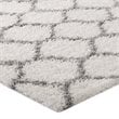 Modway Solvea 5' x 8' Moroccan Trellis Shag Area Rug in Ivory and Gray