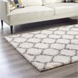Modway Solvea 5' x 8' Moroccan Trellis Shag Area Rug in Ivory and Gray