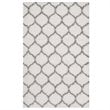 Modway Solvea 5' x 8' Moroccan Trellis Shag Area Rug in Ivory and Gray