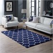 Modway Solvea 5' x 8' Moroccan Trellis Shag Area Rug in Navy and Ivory