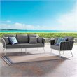 Modway Stance 2-Piece Aluminum & Fabric Patio Sofa Set in White and Gray