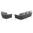 Modway Stance 2-Piece Aluminum & Fabric Patio Sofa Set in White and Gray