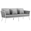 Modway Stance 2-Piece Aluminum & Fabric Patio Sofa Set in White and Gray