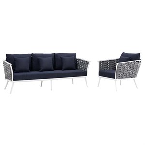 modway stance 2 piece patio sofa set in white a