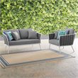 Modway Stance 2-Piece Aluminum & Fabric Patio Sofa Set in White & Gray