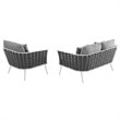 Modway Stance 2-Piece Aluminum & Fabric Patio Sofa Set in White & Gray