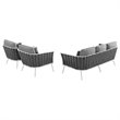 Modway Stance 3-Piece Aluminum & Fabric Patio Sofa Set in White and Gray