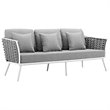 Modway Stance 3-Piece Aluminum & Fabric Patio Sofa Set in White and Gray