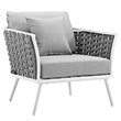 Modway Stance 3-Piece Aluminum & Fabric Patio Sofa Set in White and Gray
