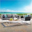Modway Stance 3-Piece Aluminum & Fabric Patio Sofa Set in White & Gray